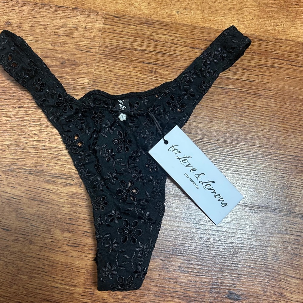 For Love & Lemons Sophie Eyelet Thong Black‎ Daisy Lace Panty NWT SP20 SKPA1306